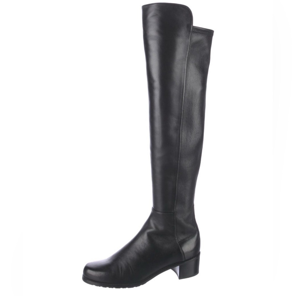 STUART WEITZMAN Black Leather Over the Knee Boots
